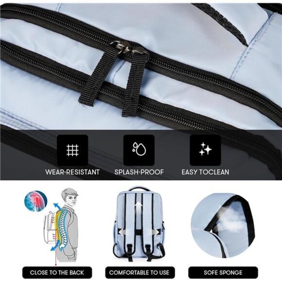 Travel Laptop Backpack, 17 inch Carry on Backpack Flight Approved. /light blue - Picture 6 of 6